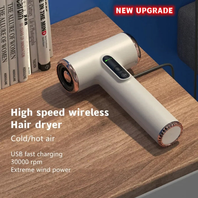 Wireless Rechargeable Hair Dryer with 3 Levels Wind Speed/ Temperature Adjustable(White) - Hair Dryers & Accessories by buy2fix | Online Shopping UK | buy2fix