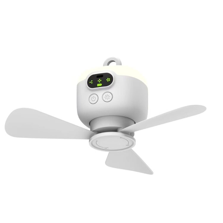 Mini Ceiling Fan Portable Camping Fan With Light &  Remote Built In 8000mAh Battery(White) - Electric Fans by buy2fix | Online Shopping UK | buy2fix