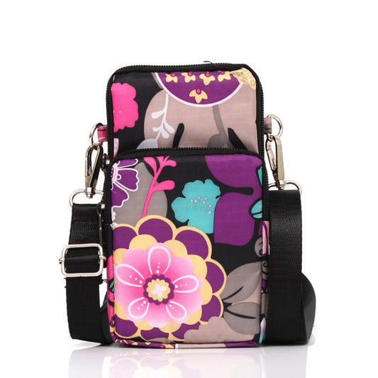 Printed Crossbody Mobile Phone Bag Mini Wallet With Arm Band, Style: Purple Seal - Single-shoulder Bags by buy2fix | Online Shopping UK | buy2fix