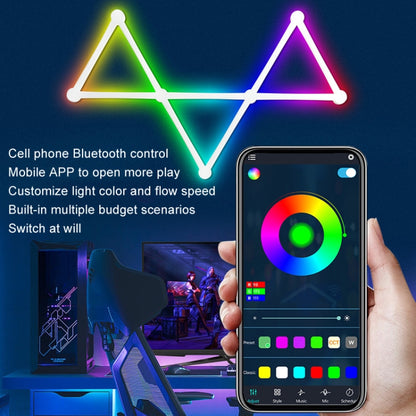 JSK-P22 5V Bluetooth RGB Stitching Light E-Sports Atmosphere Decorative Lamp, Style: 6 Sections+USB To DC Line+EU Plug(Black) - Novelty Lighting by buy2fix | Online Shopping UK | buy2fix