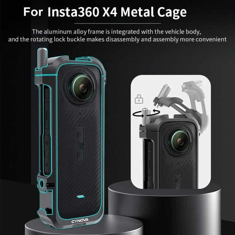 For Insta360 X4 CYNOVA Metal Rabbit Cage + Lens Cover Set Protective Accessories(Black) - Case & Bags by CYNOVA | Online Shopping UK | buy2fix