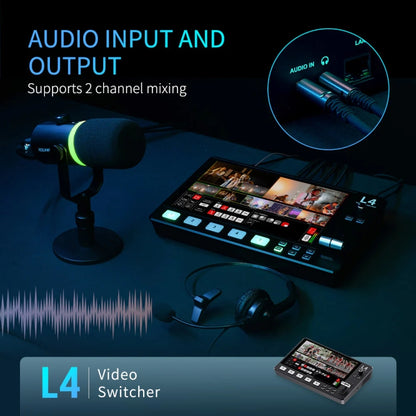 FEELWORLD L4 Multi-Camera Video Mixer Switcher 10.1" Touch Screen USB 3.0 Fast Streaming(AU Plug) - On-camera Monitors by FEELWORLD | Online Shopping UK | buy2fix