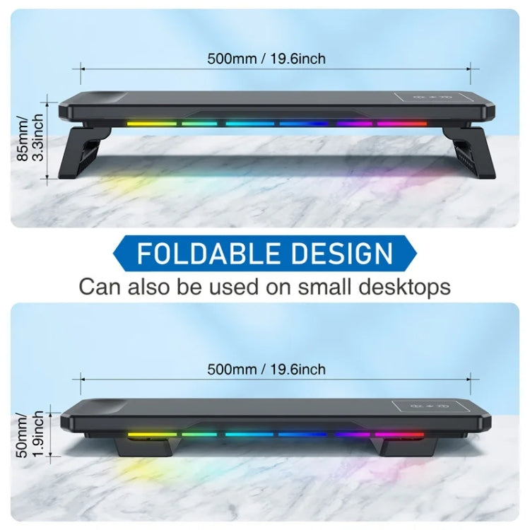 RGB Computer Monitor Stand Riser 3 USB 2.0 +1 Type-C Ports, Spec: Basic White - Laptop Stand by buy2fix | Online Shopping UK | buy2fix