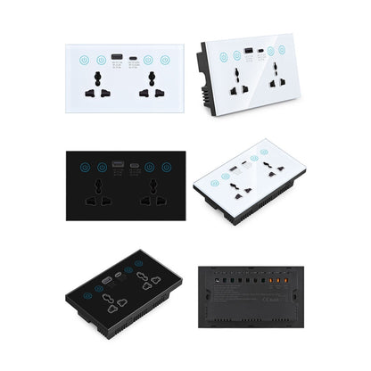 Graffiti Smart Socket With Switch USB+Type-C Dual Port Remote Control Socket, UK Plug, Style: Wifi Black - Smart Socket by buy2fix | Online Shopping UK | buy2fix