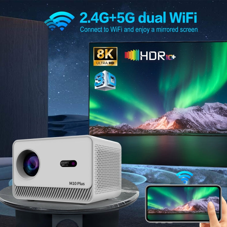 M10 Plus 1280x720P Projector 2.4G / 5G WIFI Bluetooth 5.2 Android 11 System Home Cinema EU Plug - Mini Projector by buy2fix | Online Shopping UK | buy2fix