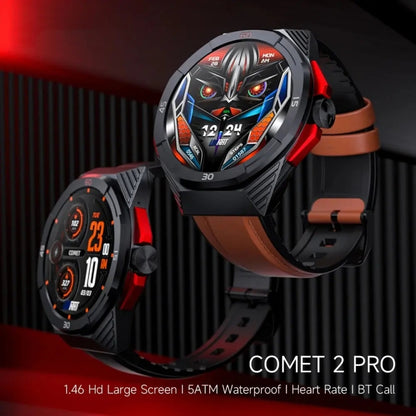 LOKMAT COMET2 PRO 1.46-Inch 5ATM Waterproof Bluetooth Call Smart Watch, Color: Brown Leather - Smart Watches by LOKMAT | Online Shopping UK | buy2fix