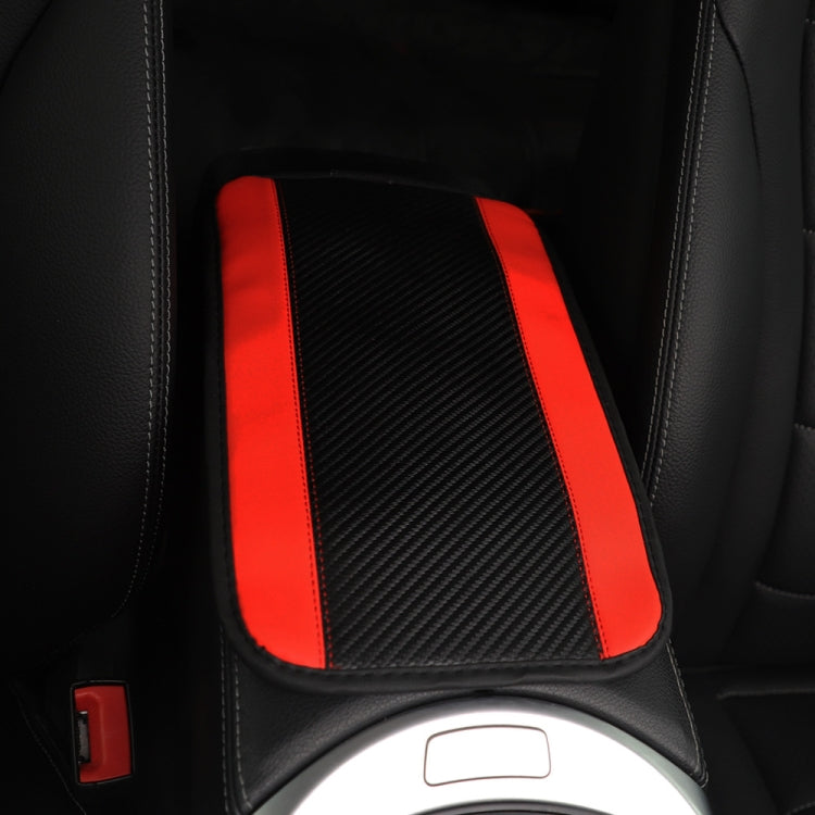 32x19cm PU Carbon Fiber Leather Central Armrest Box Cover Anti-slip Pad(Red) - Seat Accessories by buy2fix | Online Shopping UK | buy2fix