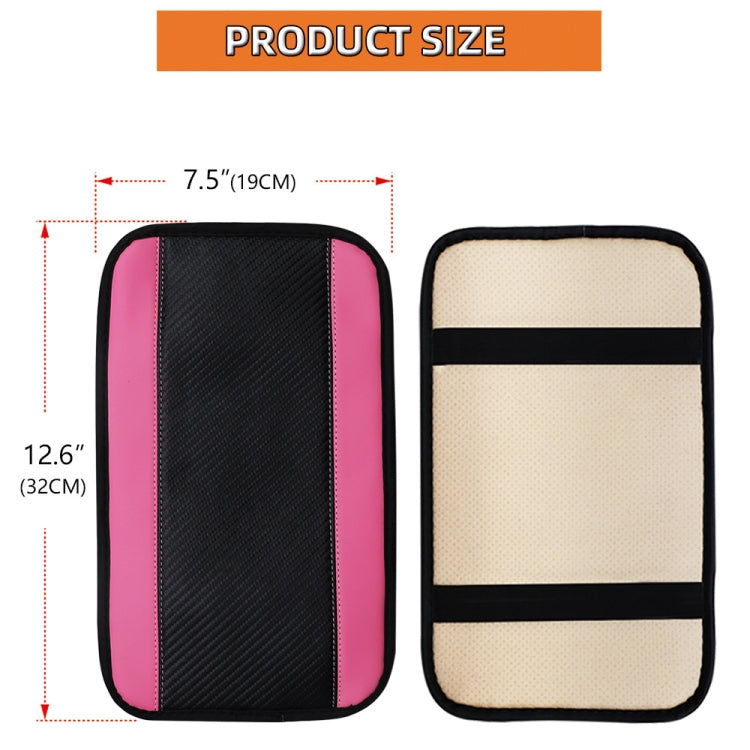 32x19cm PU Carbon Fiber Leather Central Armrest Box Cover Anti-slip Pad(Pink) - Seat Accessories by buy2fix | Online Shopping UK | buy2fix