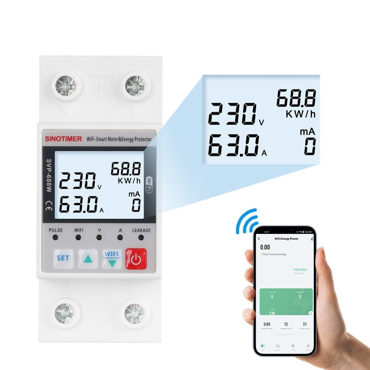 SINOTIMER SVP-688W  TUYA APP WiFi Smart Circuit Breaker Over Under Voltage Protector - Other Tester Tool by SINOTIMER | Online Shopping UK | buy2fix