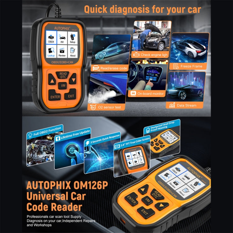 AUTOPHIX OM126P OBD2 Automotive Scanner Car Engine Diagnosis Tool - Code Readers & Scan Tools by AUTOPHIX | Online Shopping UK | buy2fix