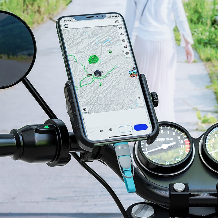 Kewig M8 Motorcycle Navigation Phone Holder Outdoor Riding Charging Bracket(Blue) - Holder by Kewig | Online Shopping UK | buy2fix