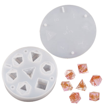 Silicone Dice Resin Molds with 7 Standard Polyhedral Stereoscopic Dice Cavities - Arts & Crafts by buy2fix | Online Shopping UK | buy2fix