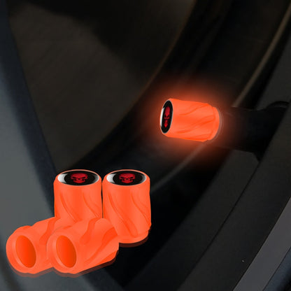 4pcs /Set Luminous Car Motorcycle Tire Modified Valve Cap, Color: Orange Red Red Skull - Tire Valve Caps by buy2fix | Online Shopping UK | buy2fix