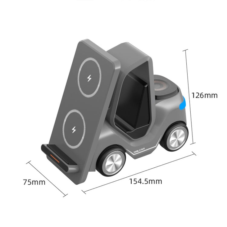 T20S 3-In-1 15W Small Forklift-Shaped Desktop Wireless Charger With LED Atmosphere Light(Yellow) - Wireless Charger by buy2fix | Online Shopping UK | buy2fix