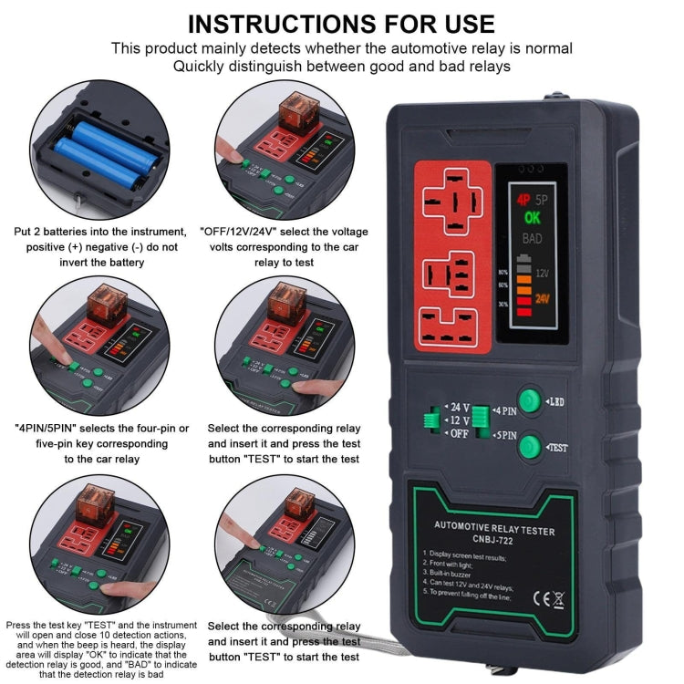 12V/24V 4 Pin 5 Pin Automotive Relay Tester(CNBJ-722) - Electronic Test by buy2fix | Online Shopping UK | buy2fix