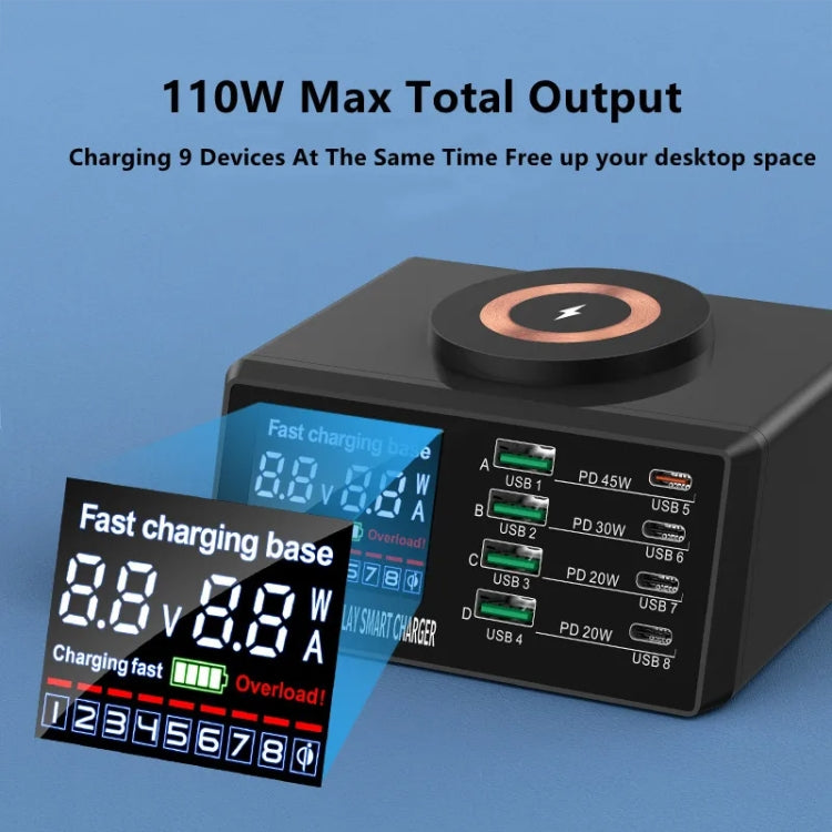 X9M 9-in-1 110W USB+PD Smart Multi-ports QI Magnetic Wireless Charger, Spec: White UK Plug - Multifunction Charger by buy2fix | Online Shopping UK | buy2fix