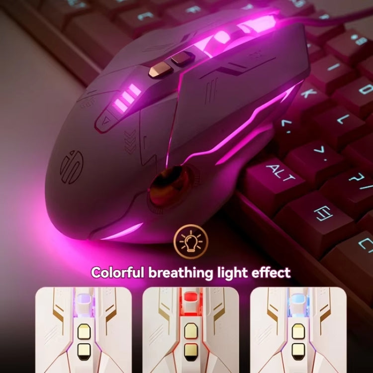 Inphic W8 Upgraded Wired Gaming Mice Macro Definition Light Emitting Mute Computer Mouse(Milk Tea Color) - Wired Mice by Inphic | Online Shopping UK | buy2fix