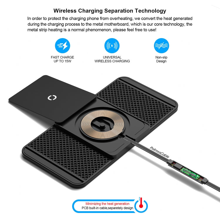 Avoid Camera Universal Car Wireless Charger Anti-slip Mat(TYPEC Interface 1m) - Wireless Charging Pads by buy2fix | Online Shopping UK | buy2fix