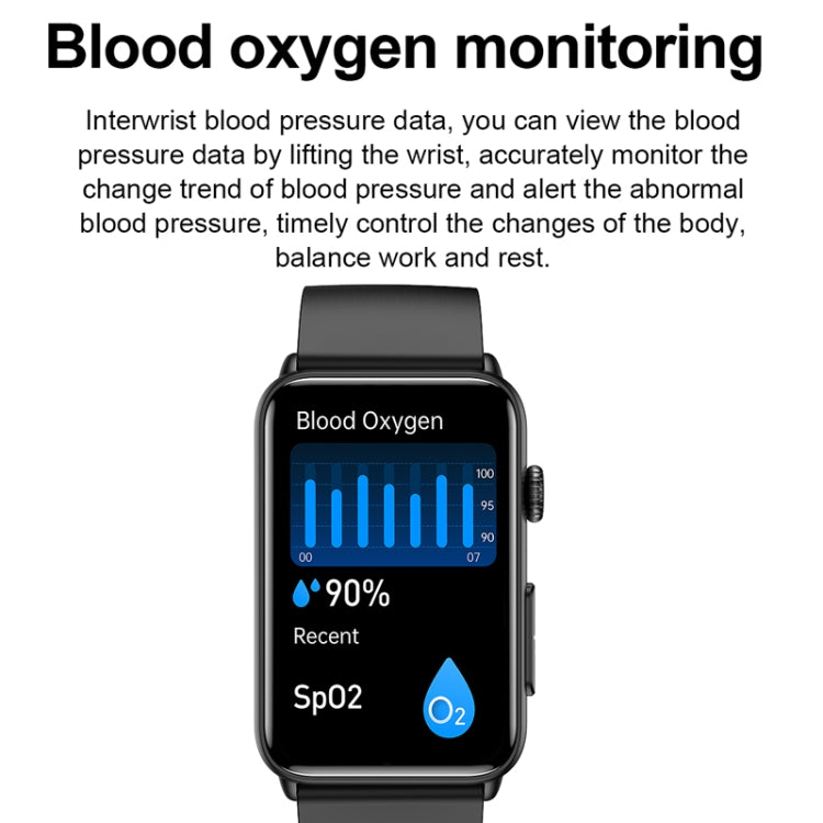 Smart Watch Ring ECG Temperature Heart Rate Blood Pressure Health Bluetooth Talking Watch, Color: Black Leather - Smart Wristbands by buy2fix | Online Shopping UK | buy2fix