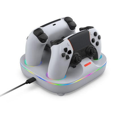 For PS5 Controller Dual Charger Charging Stand Docking Station With RGB Ambient Light(White) - Charger & Power by buy2fix | Online Shopping UK | buy2fix