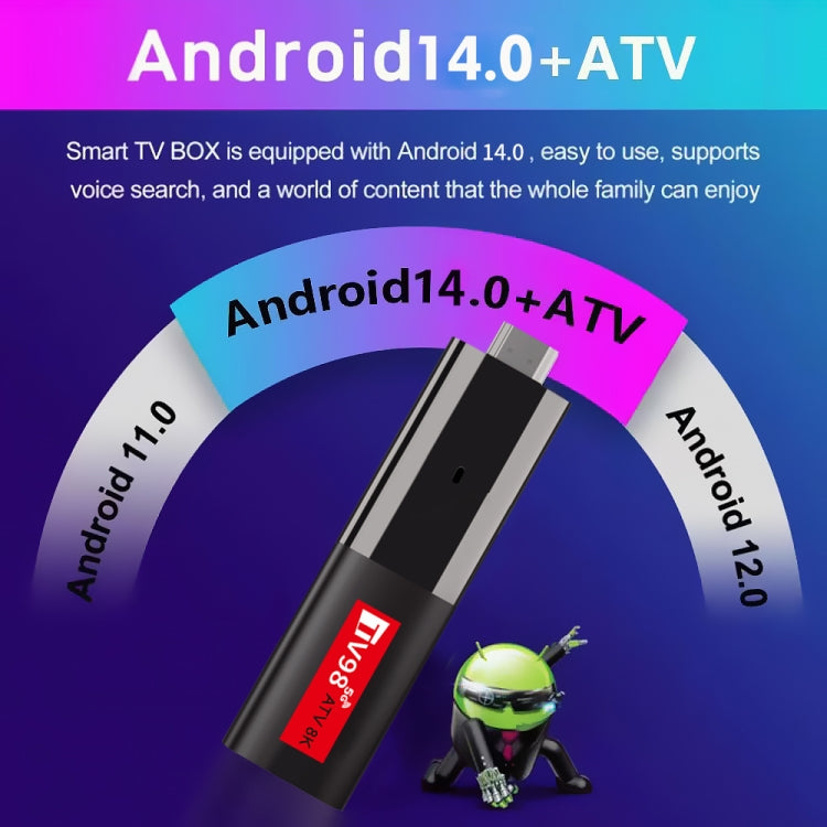 TV98 ATV 8K Allwinner H618 Android 14 2.5G+5G Dual Wifi HD Set-Top Box With Bluetooth Voice Remote Controller 2GB+16GB - Android TV Sticks by buy2fix | Online Shopping UK | buy2fix