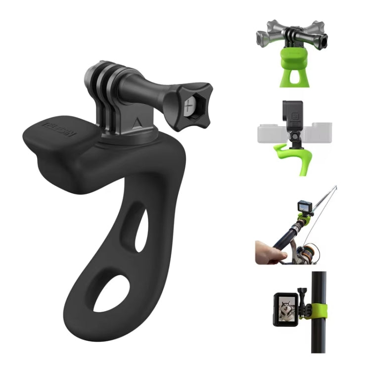 TELESIN Action Camera Mount Silicone Adjustable Mini Flexible Bracket For GoPro HERO / Insta360 / DJI Action Camera(Black) - Connection Mount by TELESIN | Online Shopping UK | buy2fix