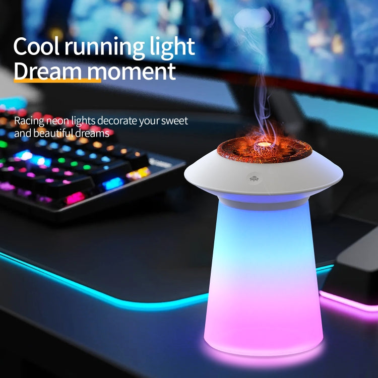 HX126 Sound Pickup RGB Light Volcano Humidifier Simulated Flame Aromatherapy Machine, Color: White - Air Purifiers & Accessories by buy2fix | Online Shopping UK | buy2fix