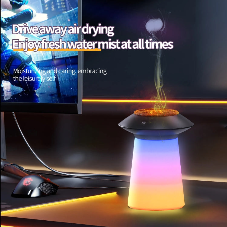 HX126 Sound Pickup RGB Light Volcano Humidifier Simulated Flame Aromatherapy Machine, Color: Black - Air Purifiers & Accessories by buy2fix | Online Shopping UK | buy2fix