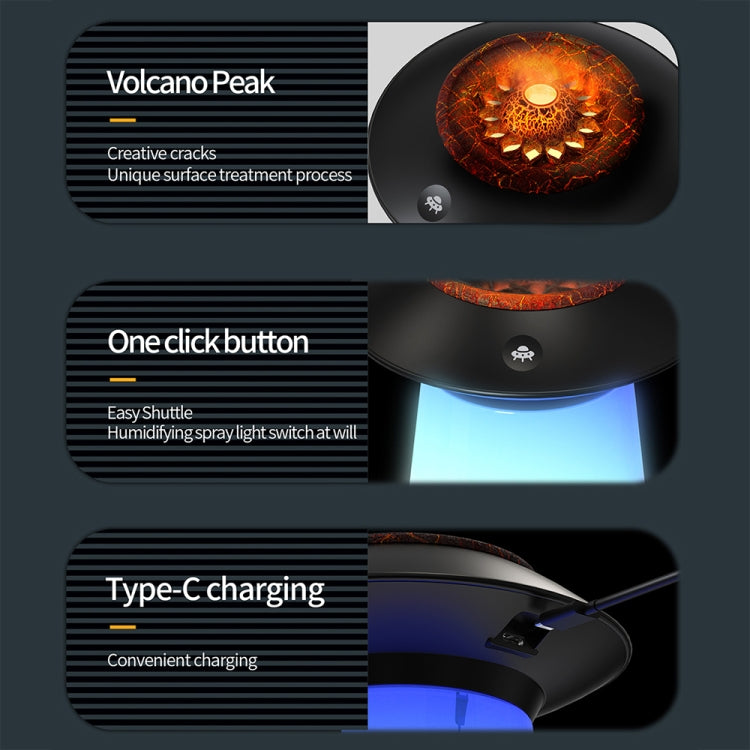 HX126 Sound Pickup RGB Light Volcano Humidifier Simulated Flame Aromatherapy Machine, Color: Black - Air Purifiers & Accessories by buy2fix | Online Shopping UK | buy2fix