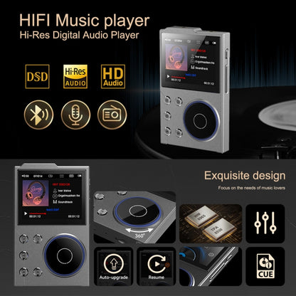 2.4 inch HIFI Bluetooth Music Player DSD256 Mastering Sound Quality Walkman, Memory: 16GB(Gray) - MP3 Player by buy2fix | Online Shopping UK | buy2fix