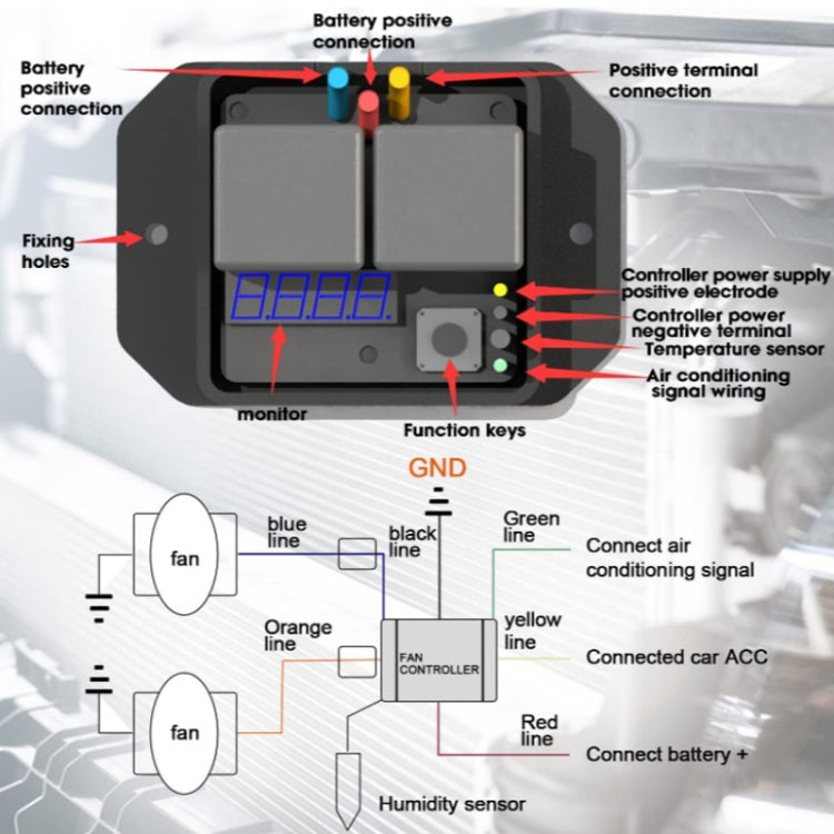 24V Digital Radiator Fan Controller Switch Automotive Fan Wiring Harness - Automobiles Sensors by buy2fix | Online Shopping UK | buy2fix