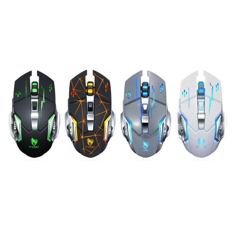 T-WOLF Q13 2.4GHz 6-keys RGB Colorful Light Gaming Wireless Mouse, Color: Dual Mode Black - Wireless Mice by T-WOLF | Online Shopping UK | buy2fix