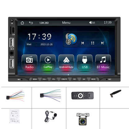 7-inch Double Din Car MP5 Player Support CarPlay/Android Auto/Mirror Link/Bluetooth With 12-light Camera - Car MP3 & MP4 & MP5 by buy2fix | Online Shopping UK | buy2fix