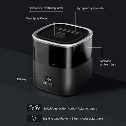 JSQ-58 1.1L large Capacity Digital Display Flame Atomization Humidifier, Color: Matt Black(UK Plug) - Air Purifiers & Accessories by buy2fix | Online Shopping UK | buy2fix