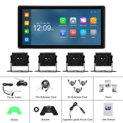 10.36-Inch Car Central Control Smart Player With 4-Way Camera 64G TF Card - Car Monitor by buy2fix | Online Shopping UK | buy2fix