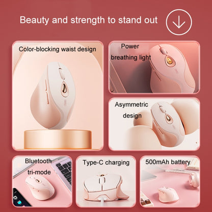 Inphic DR801 2.4G+Bluetooth 5.0/4.0 Wireless Mouse USB Tri-Mode Mute Rechargeable Girls Office Home Gaming Mouse(Pink) - Wireless Mice by Inphic | Online Shopping UK | buy2fix