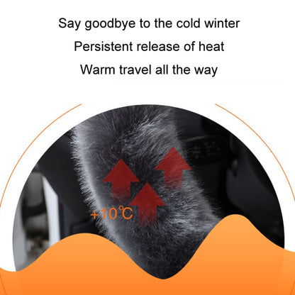 38cm Car Steering Wheel Winter Warm Short Plush Cover(D-type Black) - Steering Wheel Accessories by buy2fix | Online Shopping UK | buy2fix