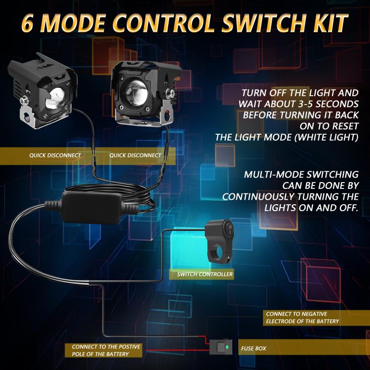 Motorcycle Spotlight Strobe 6 Modes With Control Cable Set(SK1 POR) - Headlights by buy2fix | Online Shopping UK | buy2fix