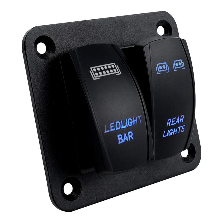 Blue Light Laser Engraved Panel Combination Switch For Car Boat, Specifications: 2-digit Panel - Car Switches by buy2fix | Online Shopping UK | buy2fix