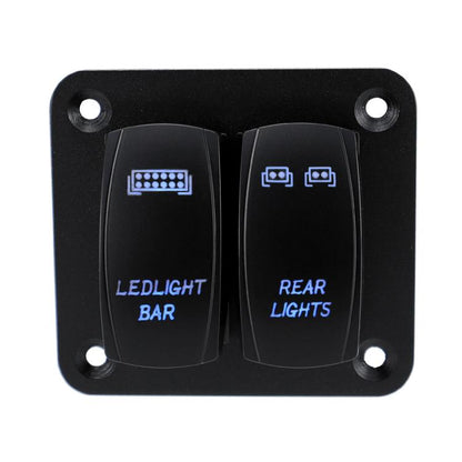 Blue Light Laser Engraved Panel Combination Switch For Car Boat, Specifications: 2-digit Panel - Car Switches by buy2fix | Online Shopping UK | buy2fix