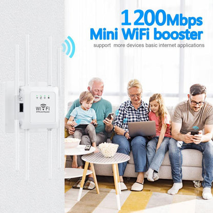 U18 1200Mbps 2.4G & 5G  Wireless Repeater WiFi Signal Amplifier With 8 Antenna US Plug White - Broadband Amplifiers by buy2fix | Online Shopping UK | buy2fix