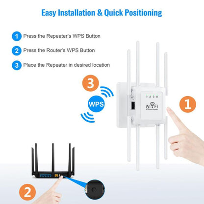 U18 300Mbps 2.4G Wireless Repeater WiFi Signal Amplifier With 8 Antennas EU Plug White - Broadband Amplifiers by buy2fix | Online Shopping UK | buy2fix