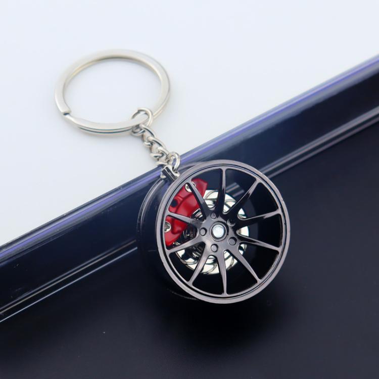 Metal Wheel Hub Brake Integrated Keychain(Black Blue) - Key Rings by buy2fix | Online Shopping UK | buy2fix