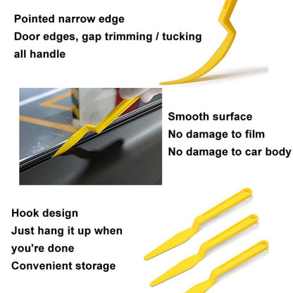 3pcs Car Film Scraper Seam Tape Handling Tools(Yellow) - Sticker Tools by buy2fix | Online Shopping UK | buy2fix