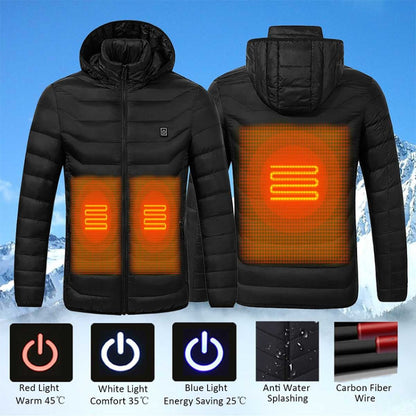 Winter Smart Electric Heating Hooded Jacket, Size:M(Black) - Down Jackets by buy2fix | Online Shopping UK | buy2fix