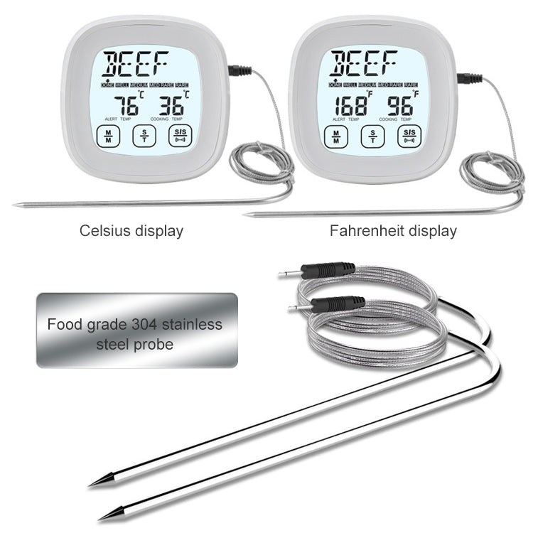 TS-802A Kitchen Food Cooking BBQ Dual Probe Touch Screen Thermometer - Cooking Thermometers by buy2fix | Online Shopping UK | buy2fix