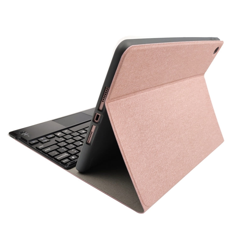 RK508C Detachable Magnetic Plastic Bluetooth Keyboard with Touchpad + Silk Pattern TPU Tablet Case for iPad 9.7 inch, with Pen Slot & Bracket(Rose Gold) - Universal by buy2fix | Online Shopping UK | buy2fix