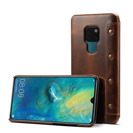 Oil Wax Cowhide Horizontal Flip Leather Case for Huawei Mate 20, with Card Slots & Wallet - Huawei Cases by Denior | Online Shopping UK | buy2fix