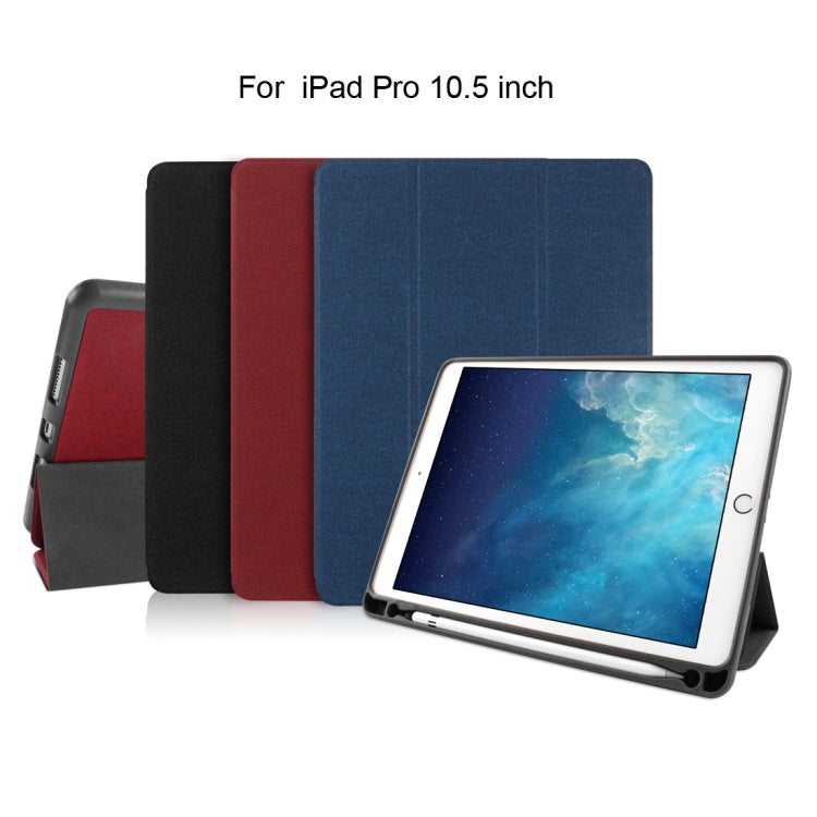 Mutural Exquisite Series Cloth Texture PU+TPU Leather Case for iPad Pro 10.5 inch, with 3-Fold Holder & Pen Slot & Sleep & Wake-up Function(Black) - iPad Pro 10.5 inch Cases by Mutural | Online Shopping UK | buy2fix