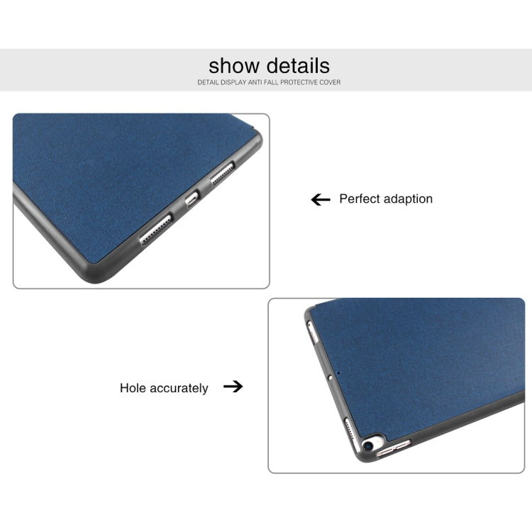 Mutural Exquisite Series Cloth Texture PU+TPU Leather Case for iPad Pro 10.5 inch, with 3-Fold Holder & Pen Slot & Sleep & Wake-up Function(Blue) - iPad Pro 10.5 inch Cases by Mutural | Online Shopping UK | buy2fix